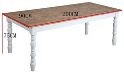 Casa Padrino Country House Style Dining Table White / Natural 200 x 90 x H. 75 cm - Solid Wood Table