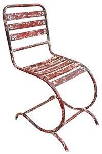 Casa Padrino Art Nouveau Garden Chair made of Wrought Iron and Steel in Antique Red - 40 x 45 x H. 92 cm