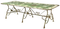 Casa Padrino Art Nouveau Garden Table in Wrought Iron and Cast Iron Antique Green 250 x 90 x H. 75 cm