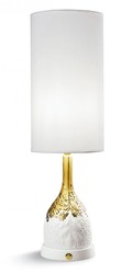 Luxus Designer Tischlecuhte Tischlampe Porzellan Weiss Gold Italien Llardo