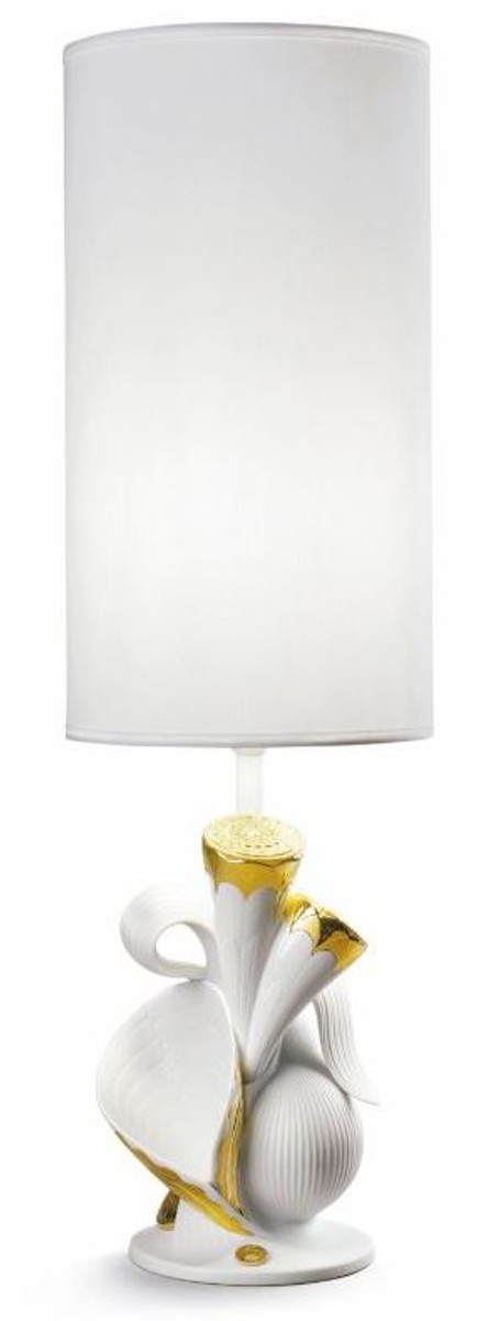Casa Padrino lampe de table de luxe en porcelaine blanc / or H53 x 17 cm - lampe de table d'éclairage de luxe Casa Padrino lampe de table de luxe en porcelaine blanc / or H53 x 17 cm - lampe de table d'éclairage de luxe