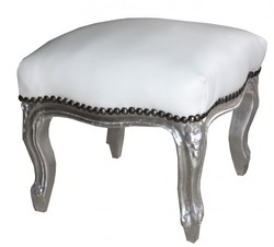 Casa Padrino barroco taburete blanco / plata