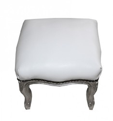 Casa Padrino barroco taburete blanco / plata