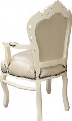 Casa Padrino Sedia da pranzo barocca con braccioli, Crema / Crema, 108 x 53 x 57 cm Casa Padrino Sedia da pranzo barocca con braccioli, Crema / Crema, 108 x 53 x 57 cm