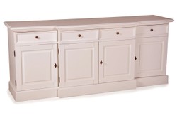 Cómoda Shabby Chic Country Pad Dresser White W 217 cm - H 90 cm Mueble de comedor con vestidor Cómoda Shabby Chic Country Pad Dresser White W 217 cm - H 90 cm Mueble de comedor con vestidor