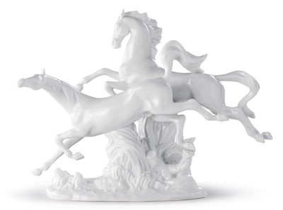 casa padrino luxus porzellan figur skulptur pferde springen wohnzimmer hotel restaurant deko accessoires möbel