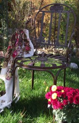 Casa Padrino Sedia da giardino con braccioli, stile Liberty, ferro battuto, acciaio, 46 x 46 x 94 cm