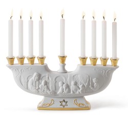 Casa Padrino Bougeoir de luxe Arche en porcelaine blanc et or, 30 x 14 cm