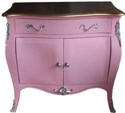 Casa Padrino Commode baroque rose / marron avec un tiroir et 2 portes H. 88 cm - Fait à la main en bois massif Edition Limitée Casa Padrino Commode baroque rose / marron avec un tiroir et 2 portes H. 88 cm - Fait à la main en bois massif Edition Limitée