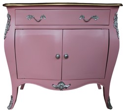 Casa Padrino Commode baroque rose / marron avec un tiroir et 2 portes H. 88 cm - Fait à la main en bois massif Edition Limitée Casa Padrino Commode baroque rose / marron avec un tiroir et 2 portes H. 88 cm - Fait à la main en bois massif Edition Limitée