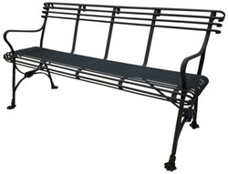 Casa Padrino Wrought Iron Garden Bench 19th Century Design Black 140 x 60 x H. 90 cm