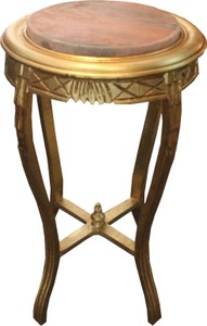 Mesa auxiliar barroca redonda de oro W. 40 cm x H. 68 cm - madera maciza