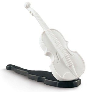 Casa Padrino Escultura de Violín de Lujo en Porcelana Blanco / Negro 15 x A. 11 cm - Decoración de Salón