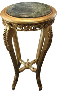 Casa Padrino Barock Beistelltisch Rund Gold mit Grüne Marmorplatte 37 cm x H. 70 cm Antik Stil Casa Padrino Barock Beistelltisch Rund Gold mit Grüne Marmorplatte 37 cm x H. 70 cm Antik Stil