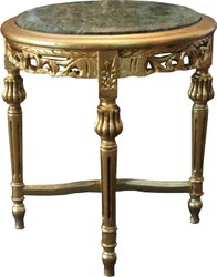 Mesa de centro barroca Mesa redonda con techo de mármol dorado / verde - Muebles de mesa de estilo antiguo H 53 cm de ancho 45 cm Mesa de centro barroca Mesa redonda con techo de mármol dorado / verde - Muebles de mesa de estilo antiguo H 53 cm de ancho 45 cm