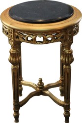 Casa Padrino Baroque side table Round Gold / Black with marble top 37 cm x H. 53 cm antique style Casa Padrino Baroque side table Round Gold / Black with marble top 37 cm x H. 53 cm antique style