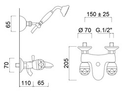Luxury Bathroom Shower Set with Swarovski Crystal Glass Silver - Bath Shower Faucet Shower Set