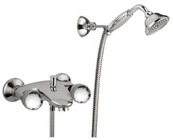 Luxury Bathroom Shower Set with Swarovski Crystal Glass Silver - Bath Shower Faucet Shower Set