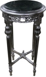 Tavolino da barocco Casa Padrino con piano in marmo verde, rotondo in argento 72 x 37 cm, stile antico, tavolo da fiori
