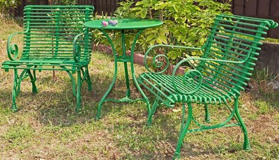 Casa Padrino Art Nouveau Garden Table & Garden Chairs - Different Colors - 3 Piece Garden Furniture Set