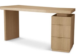 Casa Padrino Scrivania di Lusso Impiallacciatura Quercia Naturale L. 154 cm P. 60 cm A. 76 cm
