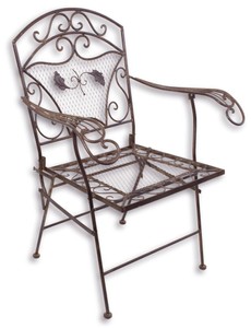 Casa Padrino Art Nouveau Garden Chair with Armrests Brown 72 x 51 x H. 95 cm - Foldable Outdoor Furniture