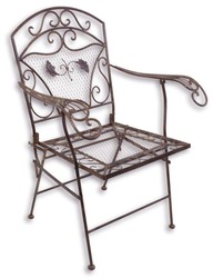 Casa Padrino Art Nouveau Garden Chair with Armrests Brown 72 x 51 x H. 95 cm - Foldable Outdoor Furniture