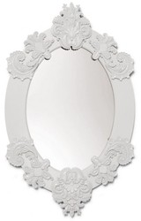 Casa Padrino Miroir Mural Designer Blanc 58 x H. 93 cm en Bois Massif et Porcelaine