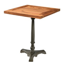 Casa Padrino Art Nouveau table de luxe / table d'appoint en bois de teck / fer 60 x 60 x H74 cm Mod2 - Cafe Restaurant meubles Casa Padrino Art Nouveau table de luxe / table d'appoint en bois de teck / fer 60 x 60 x H74 cm Mod2 - Cafe Restaurant meubles