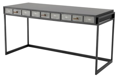 Casa Padrino lussuosa scrivania con 3 cassetti nero / grigio 150 x 60 x H. 75 cm - Arredamento da Ufficio di Lusso
