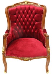 Sedia da salotto barocca Casa Padrino Mogano Marrone / Bordeaux 70 cm x 60 cm x H. 105 cm - legno massello