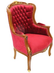 Sedia da salotto barocca Casa Padrino Mogano Marrone / Bordeaux 70 cm x 60 cm x H. 105 cm - legno massello