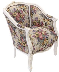 Casa Padrino Baroque lounge chair white / floral pattern 70 cm x H. 100cm - solid wood