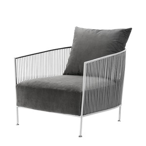 Fauteuil de luxe Casa Padrino Gris / Argent 69 x 77 x H 78 cm - Meubles d'hôtel design Fauteuil de luxe Casa Padrino Gris / Argent 69 x 77 x H 78 cm - Meubles d'hôtel design