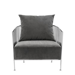 Casa Padrino luxury armchair Gray / Silver 69 x 77 x H 78 cm - Designer Hotel Furniture