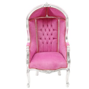 Casa Padrino Baroque Kids Ballon Throne Armchair Pink / Silver - Balloon Armchair Baroque Furniture Casa Padrino Baroque Kids Ballon Throne Armchair Pink / Silver - Balloon Armchair Baroque Furniture