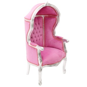 Casa Padrino Barock Kinder Ballon Thron Sessel Rosa /Silber - Ballon Sessel Barock Möbel