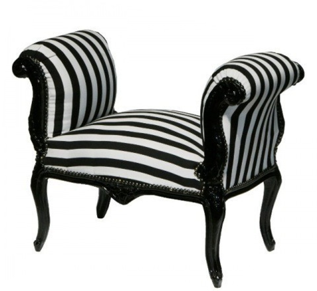 Casa Padrino baroque Tabouret bande noire / blanc / noir - banc Casa Padrino baroque Tabouret bande noire / blanc / noir - banc