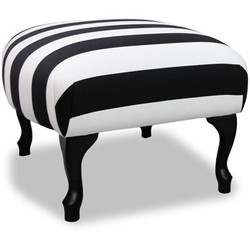 Padrino di lusso Casa Padrino Nero / Bianco Stripes / Nero - Sgabello di design - Mobili