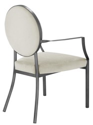 Casa Padrino Dining Chair with Armrests Matt Silver / Light Gray 60.5 x 60 x H. 91 cm - Luxury Dining Room Furniture