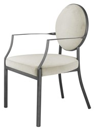 Casa Padrino Dining Chair with Armrests Matt Silver / Light Gray 60.5 x 60 x H. 91 cm - Luxury Dining Room Furniture