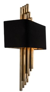 Casa Padrino Luxus Wandleuchte Vintage Messing / Schwarz 31 x H. 59 cm - Hotel & Restaurant Möbel