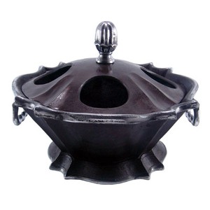 Enfriador de vino Barroco Casa Padrino para 4 botellas de aluminio / plata antigua H 20 cm, diámetro 44 cm - decoración del hotel del titular del vino Enfriador de vino Barroco Casa Padrino para 4 botellas de aluminio / plata antigua H 20 cm, diámetro 44 cm - decoración del hotel del titular del vino