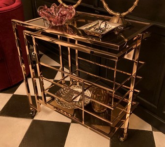 Casa Padrino Bar Chariot Servant Trolley En Acier Inoxydable / Verre Fumé 77 x 42 x H. 77.5 cm - Ameublement Hôtel & Restaurant Ameublement