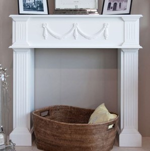 Casa Padrino Landhausstil Kaminumrandung Kaminverkleidung Hochglanzweiß 120 x 30 x H. 120 cm