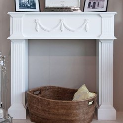 Casa Padrino Country House Style Fireplace Mantel Decorative High-Gloss White 120 x 30 x H. 120 cm
