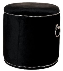 Casa Padrino taburete de lujo negro / plata Ø 50 x H. 52 cm - Taburete Redondo de Lujo