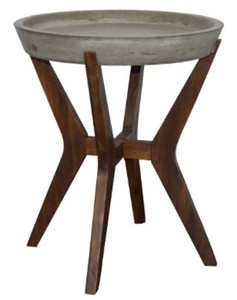 Casa Padrino mesa auxiliar de jardín gris / marrón oscuro Ø 46 x H. 54 cm - Muebles de Jardín