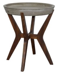 Casa Padrino Garden Side Table Gray / Dark Brown Ø 46 x H. 54 cm - Garden Furniture