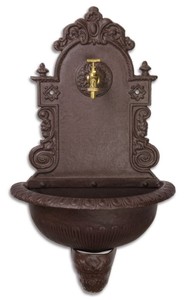 Casa Padrino Fuente de pared estilo Art Nouveau de hierro fundido marrón 44,2 x 24,1 x H. 76,2 cm